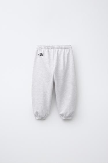 EMBROIDERED FLAG JOGGERS - Grey marl by Zara