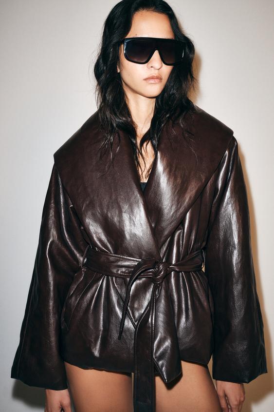 VESTE REMBOURRÉE MATIÈRE SYNTHÉTIQUE ZW COLLECTION - Bordeaux foncé de Zara - Image 1