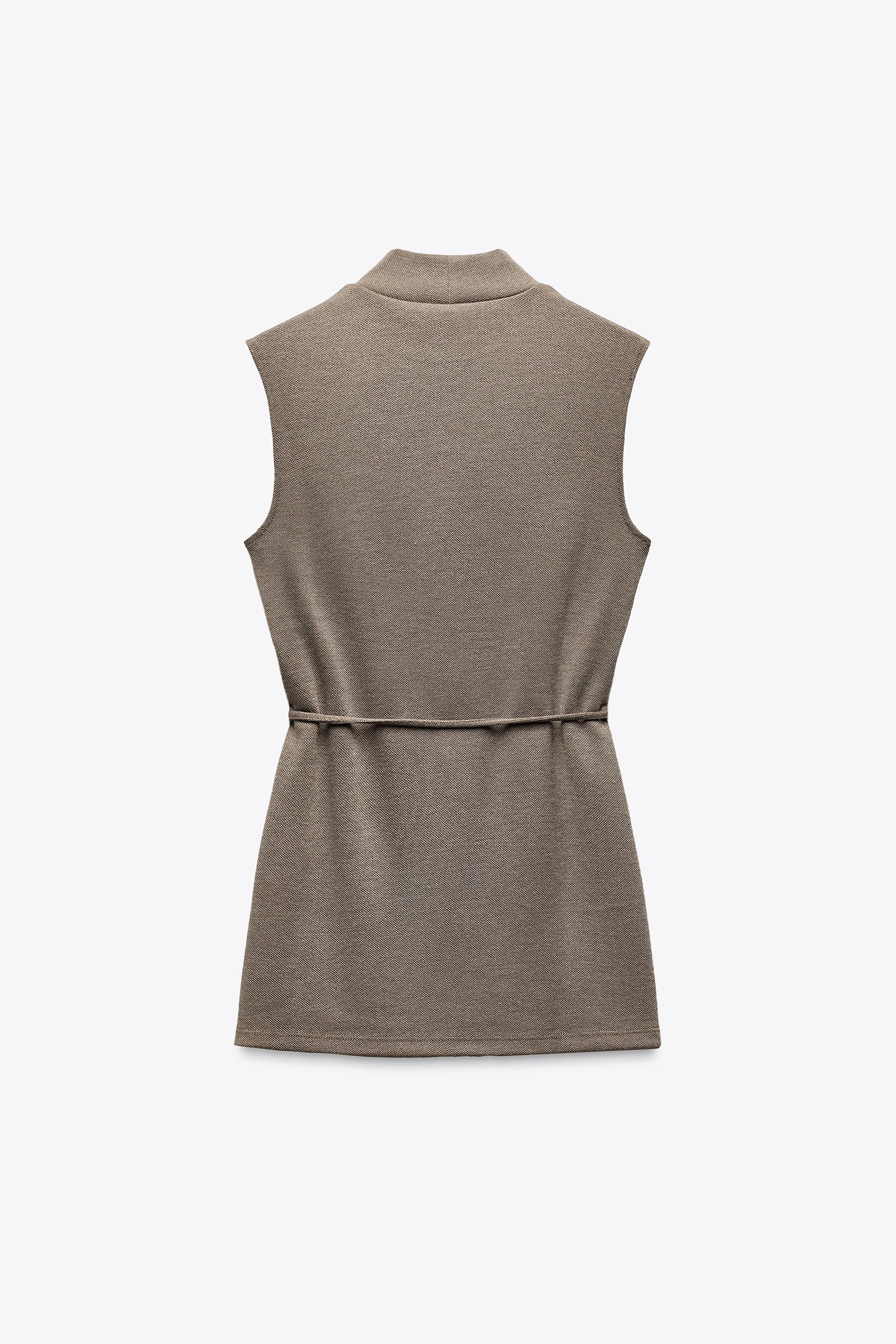 SOFT PIQUÉ MOCK NECK TOP - Tan marl | ZARA United States