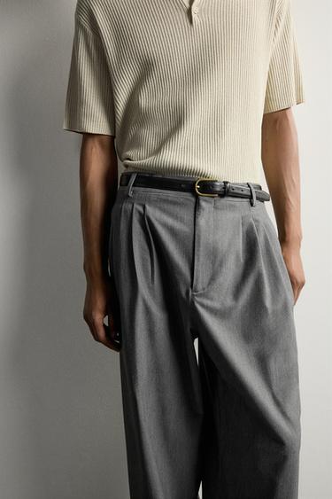 PANTALÓN WIDE FIT PLIEGUES - Gris de Zara
