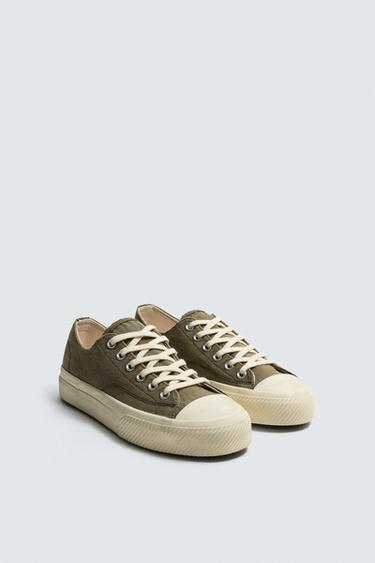 FABRIC TRAINERS - Khaki Green by Zara