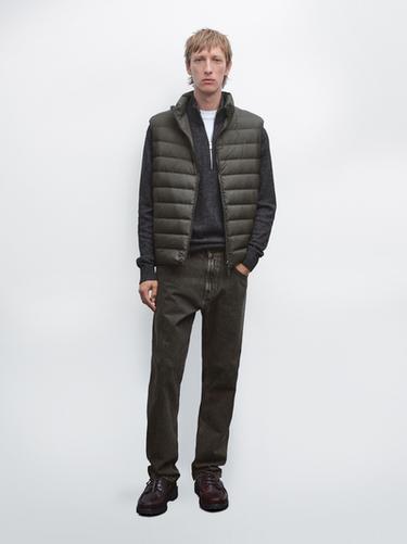 Chaleco reversible mezcla plumón water repellent - Plomo de Zara
