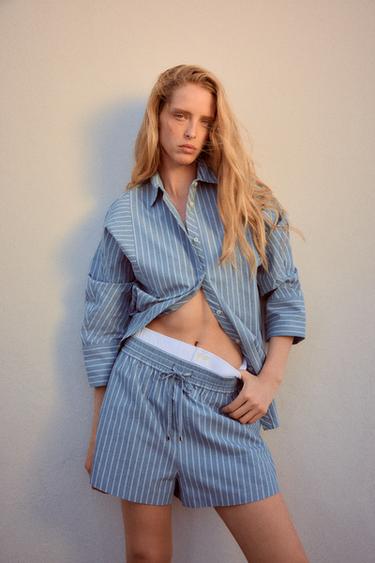 CAMISA LISTRADA - Azul / Branco da Zara - Imagem 0