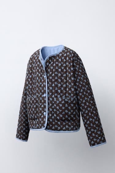 FLORAL PUFFER JACKET - Brown by Zara - Image 1