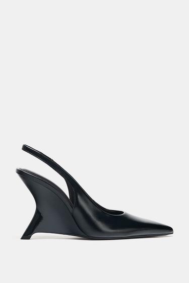 Zara SLINGBACK WEDGE HEELS - Black