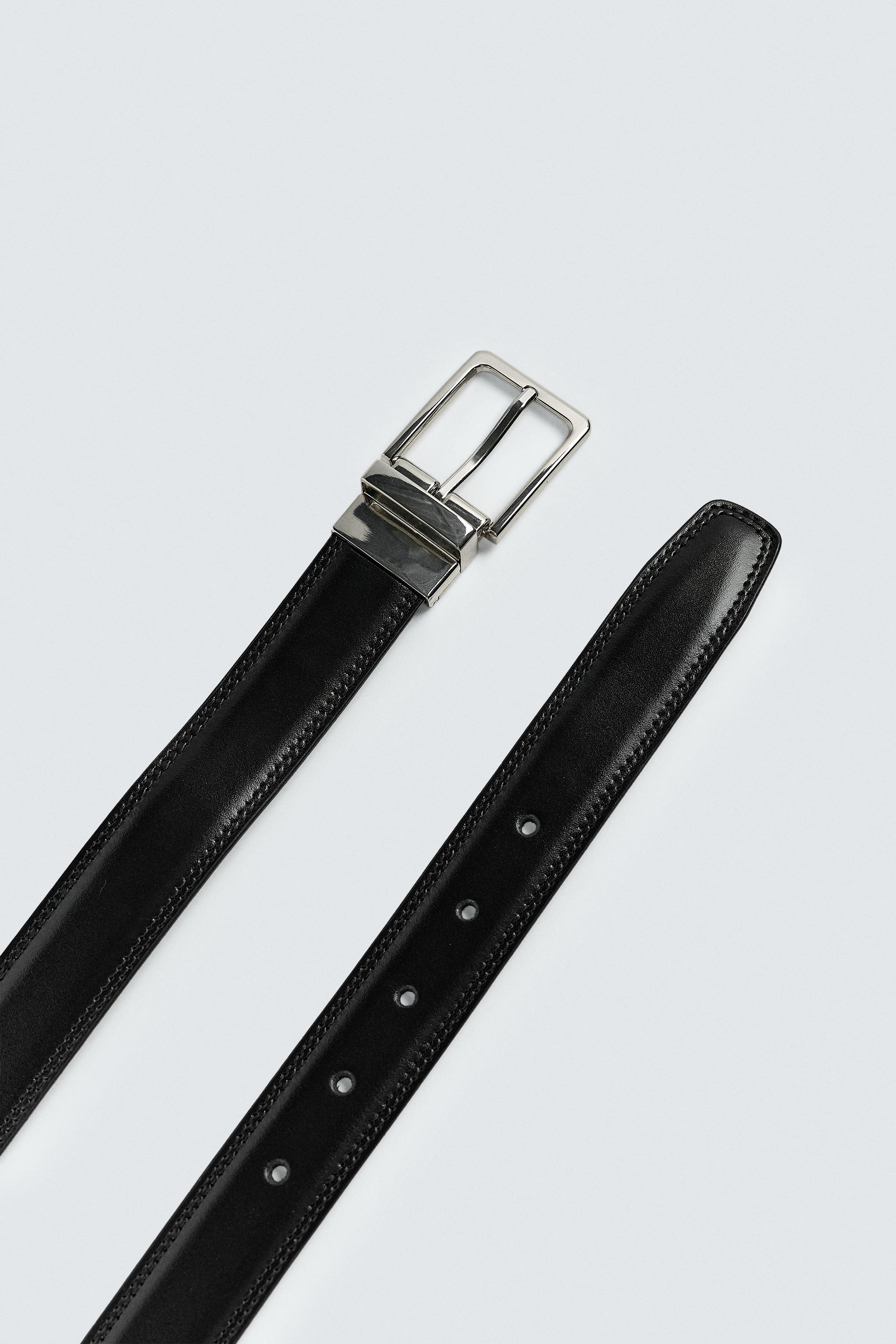 ZARAレアルレザーベルト Zara Reversible Leather Belt with Twist Buckle - Made in Spain
