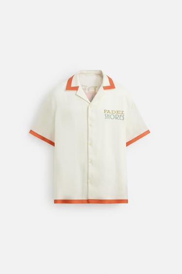 CONTRAST STRIPE SATIN SHIRT - Orange by Zara - Image 5
