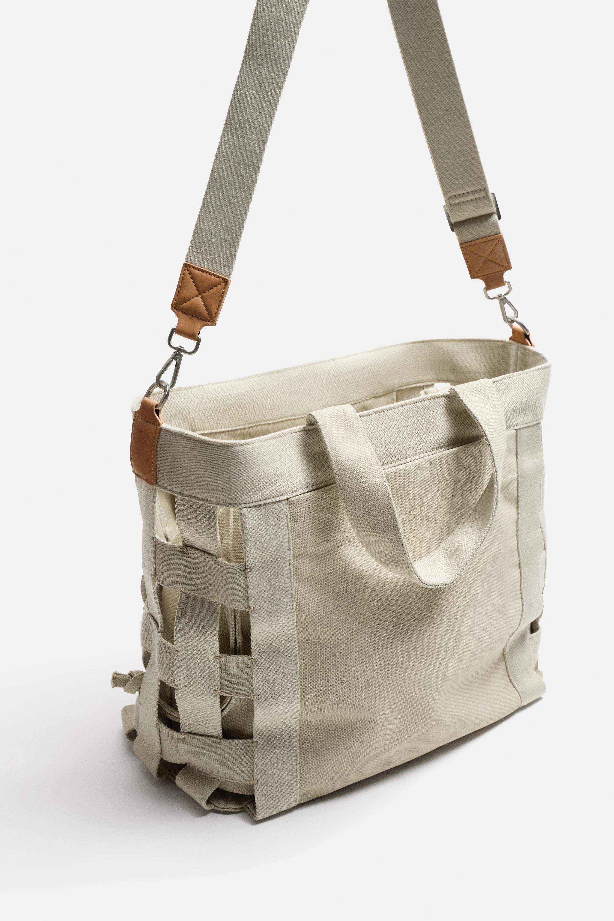 Zara BEIGE CANVAS SHOPPER offers BAG