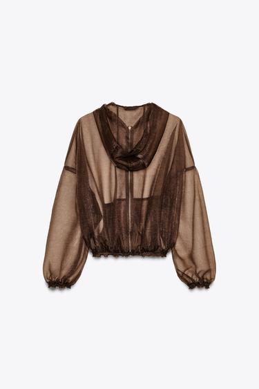 BLOUSON À CAPUCHE EN ORGANZA - Marron de Zara - Image 9