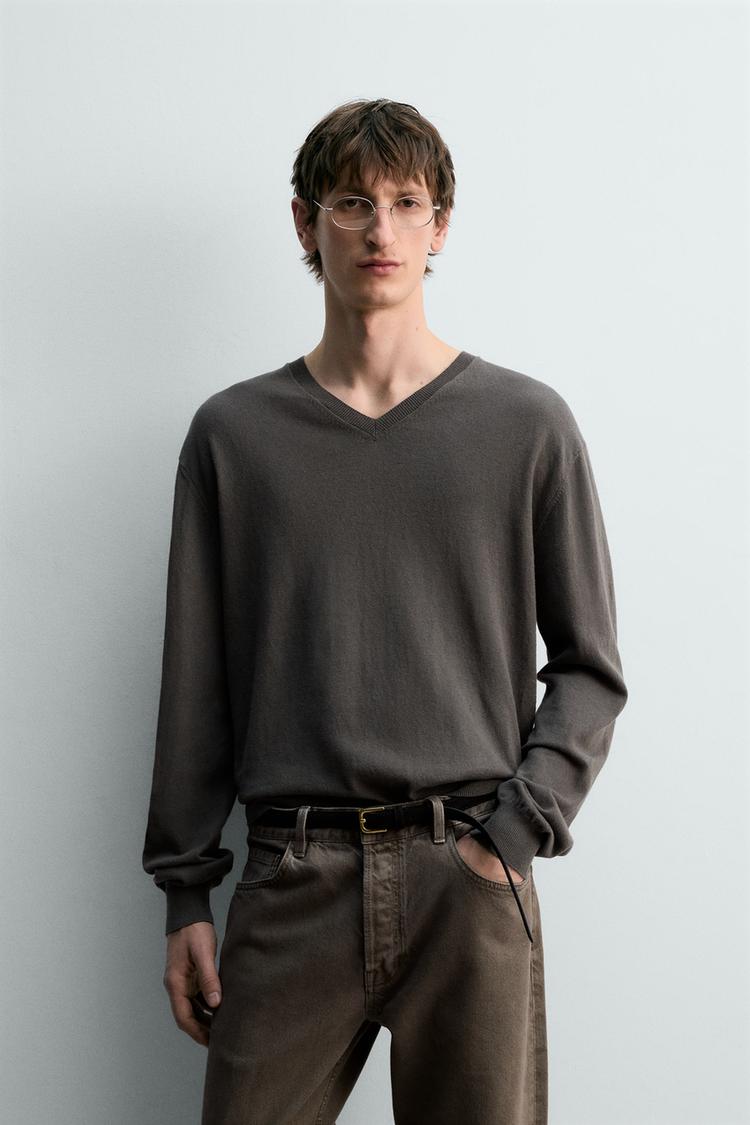 ZARA LIGHTWEIGHT COTTON-LINEN JUMPER