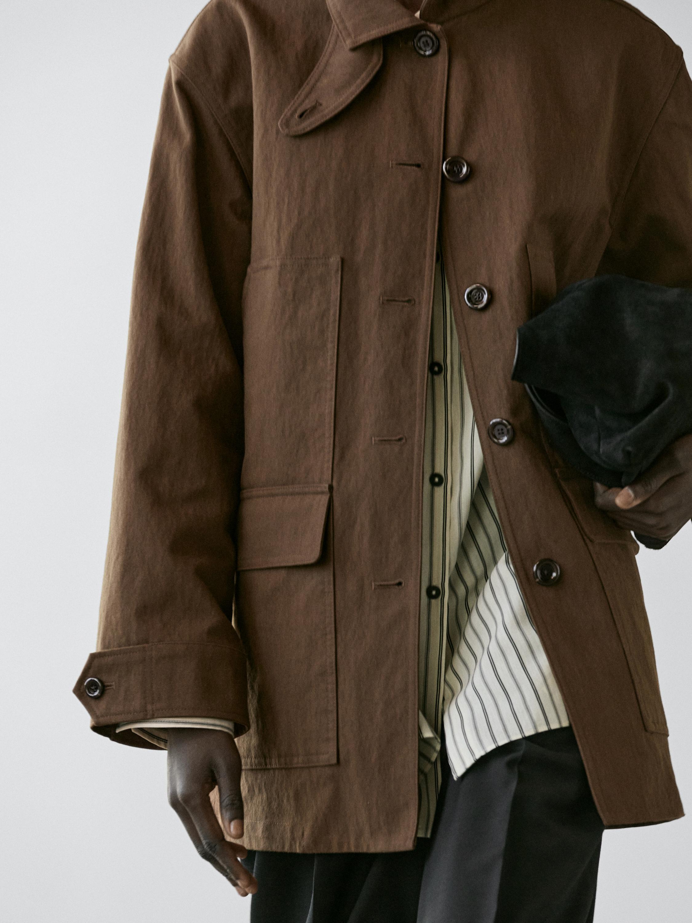 Cotton blend jacket with pockets