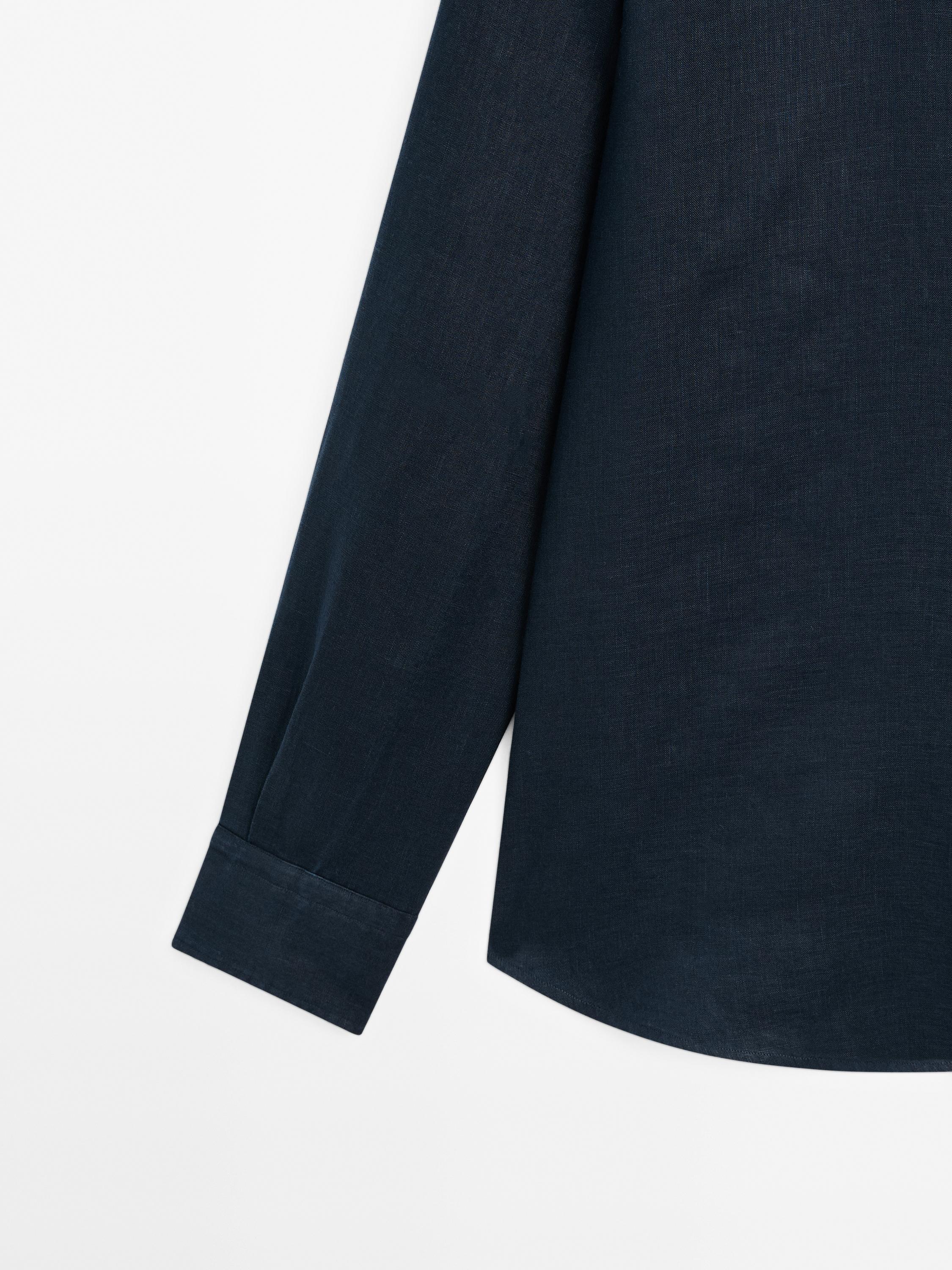 Chemise col mao 100 % lin