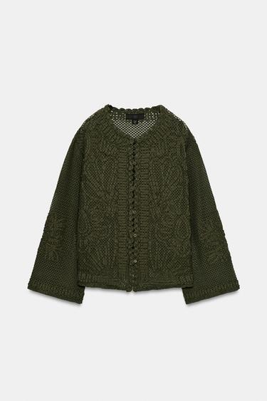 VESTE BIMATIÈRE AU CROCHET - Kaki de Zara - Image 6