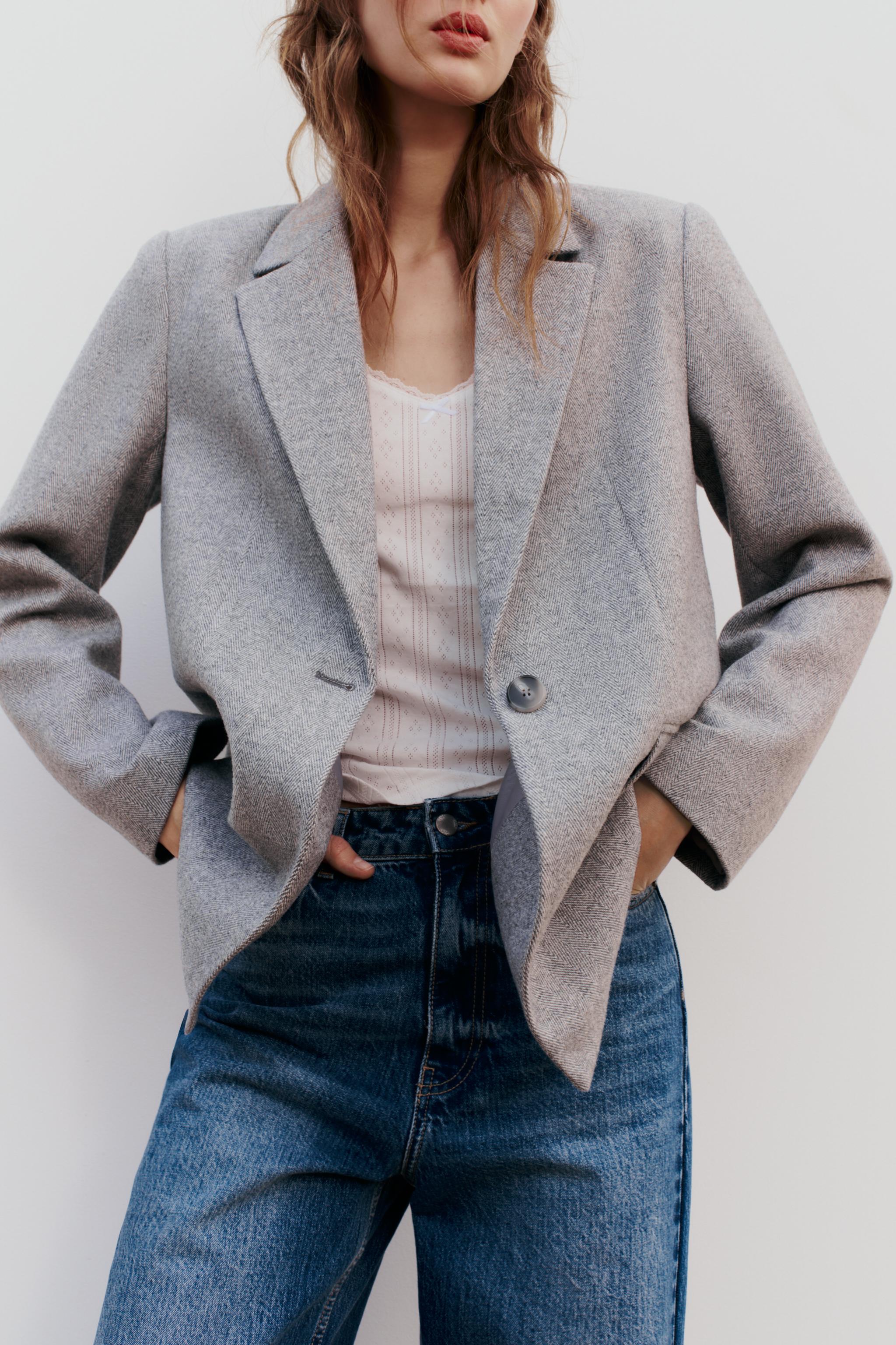 Light grey sale blazer womens