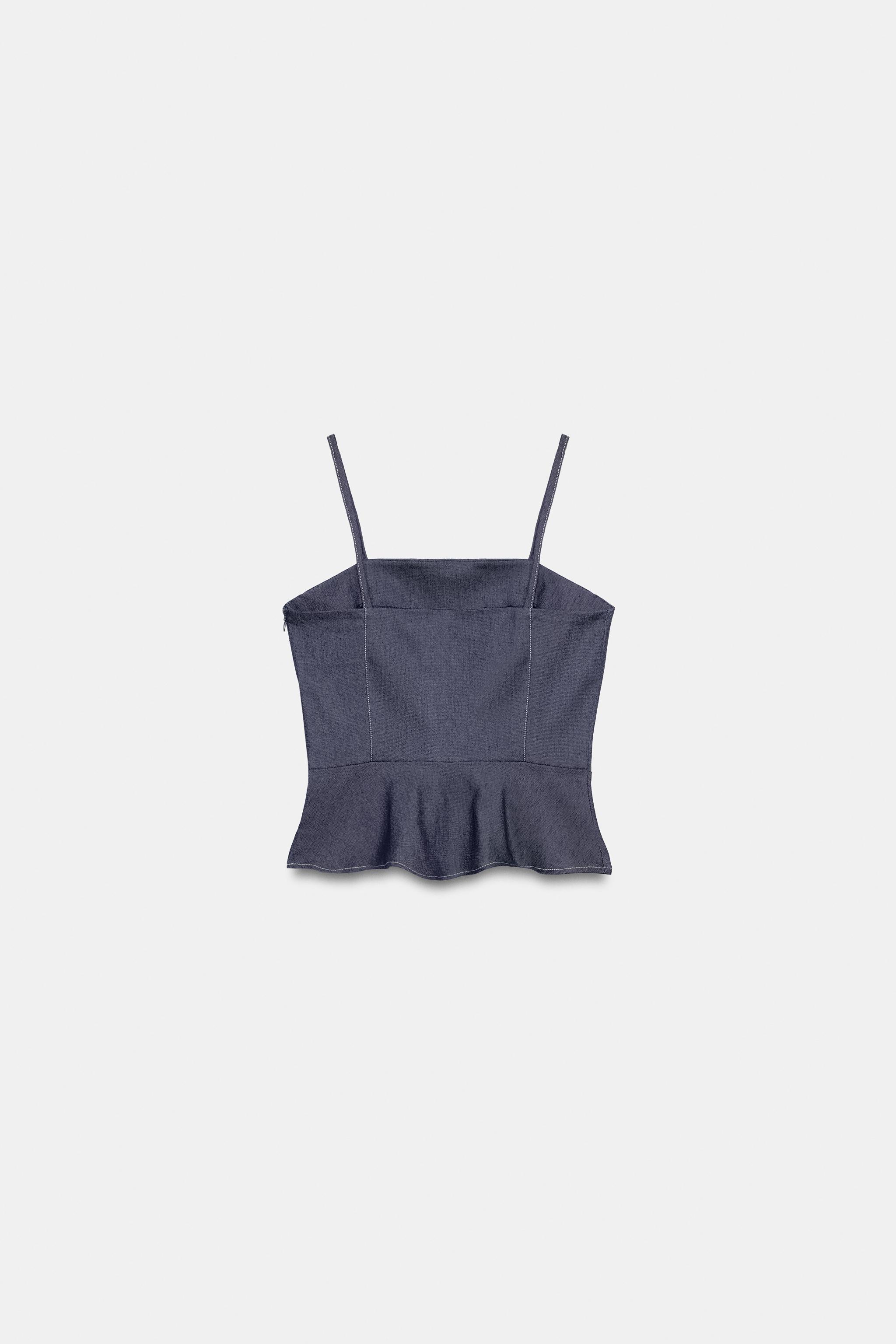 Zara Süslü Düğmeli Peplum Top görsel 8