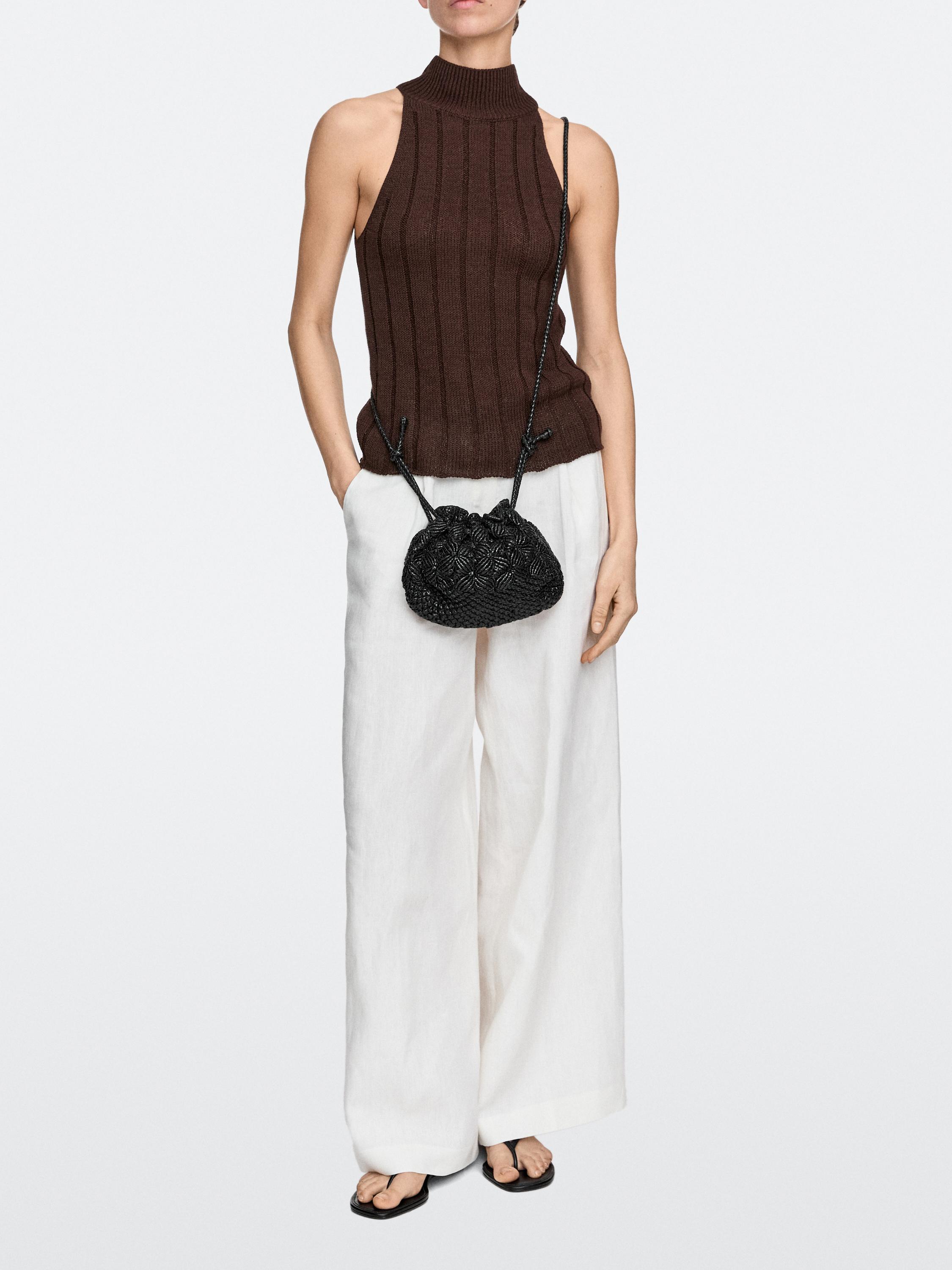 Nappa leather macramé pouch bag