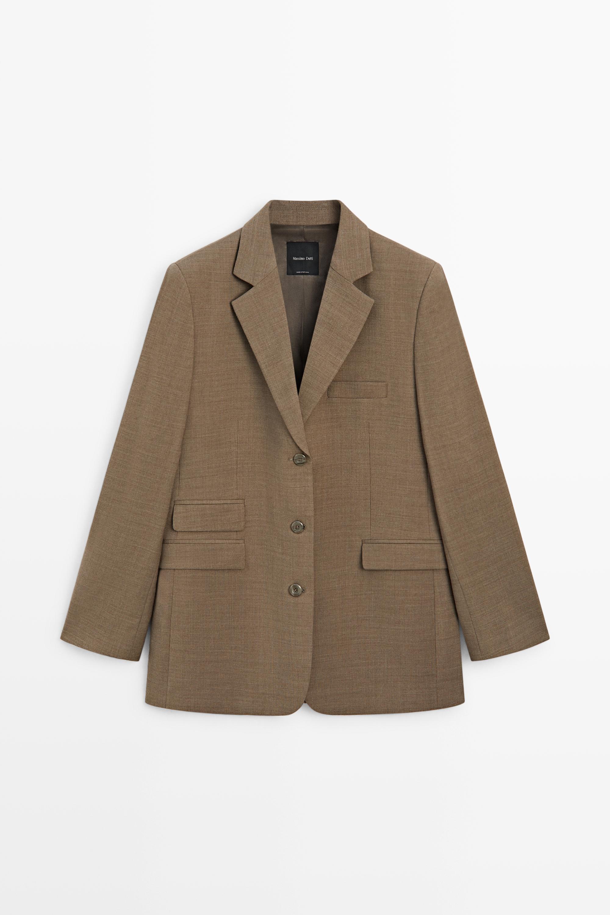 Melange 100% wool suit blazer