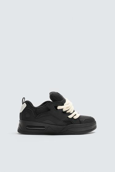 Zara ROPE LACE SKATE SNEAKERS - Black