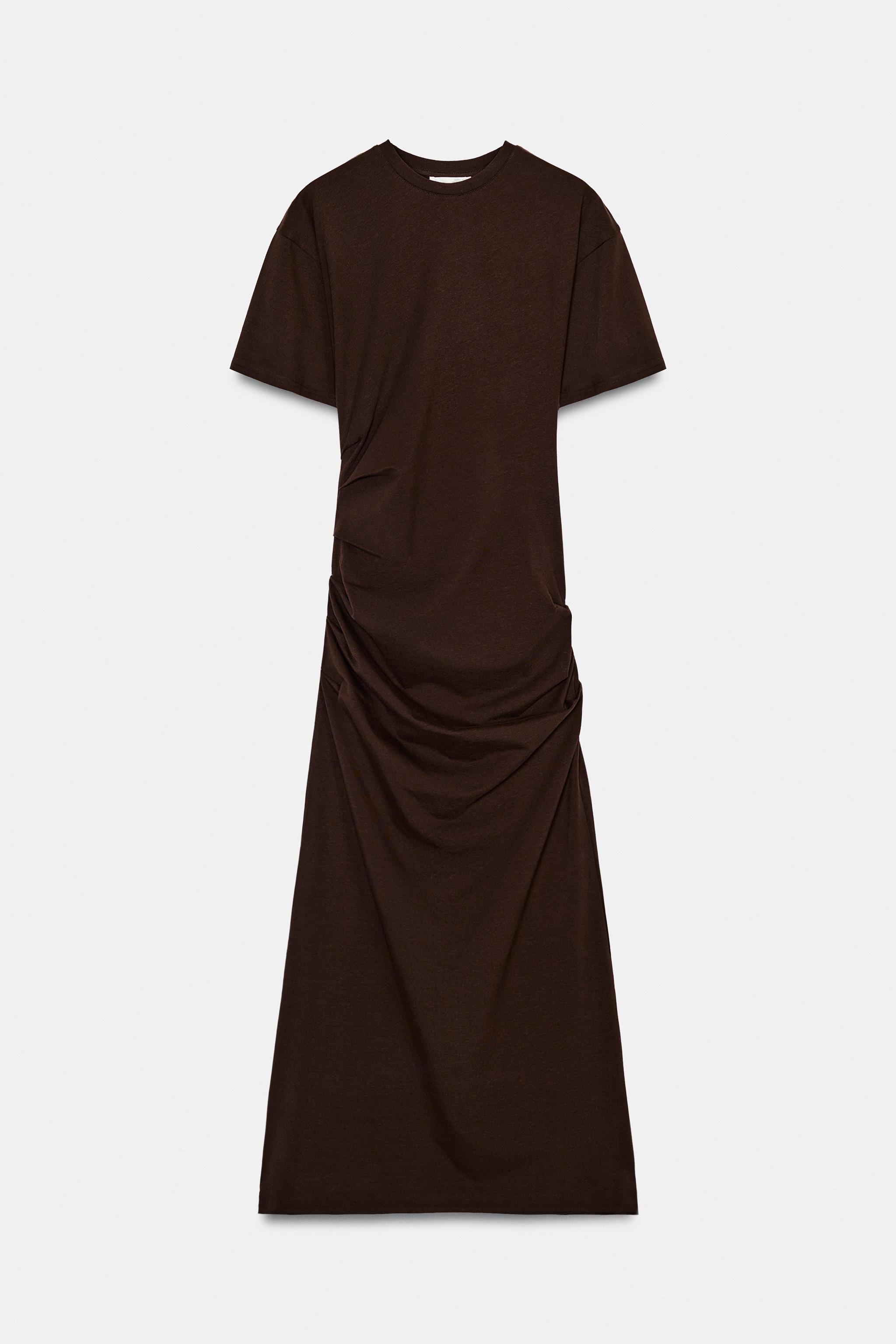 LONG DRAPED DRESS - Brown | ZARA Canada