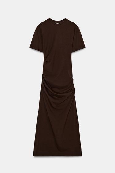 ROBE LONGUE DRAPÉE - Marron de Zara - Image 6