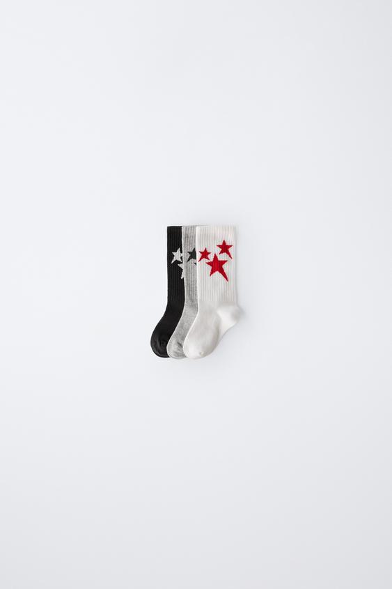 3-PACK OF MID-HEIGHT STAR SOCKS - Grey by Zara - Image 0