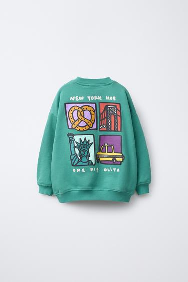 RAISED PRINT SWEATSHIRT - Mid-green by Zara - Image 1