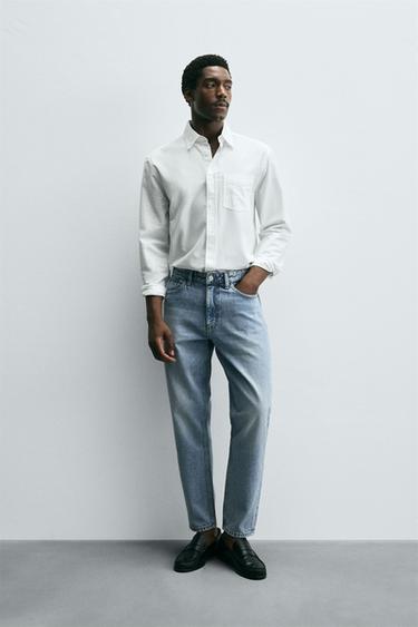 SLIM TAPERED FIT JEANS - Mid-blue by Zara