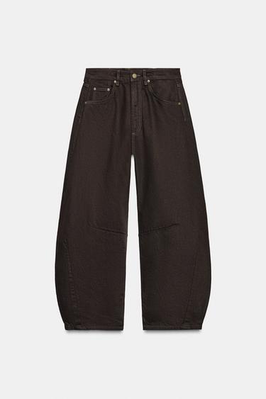 ZW COLLECTION MID-WAIST BALLOON JEANS - Brown by Zara
