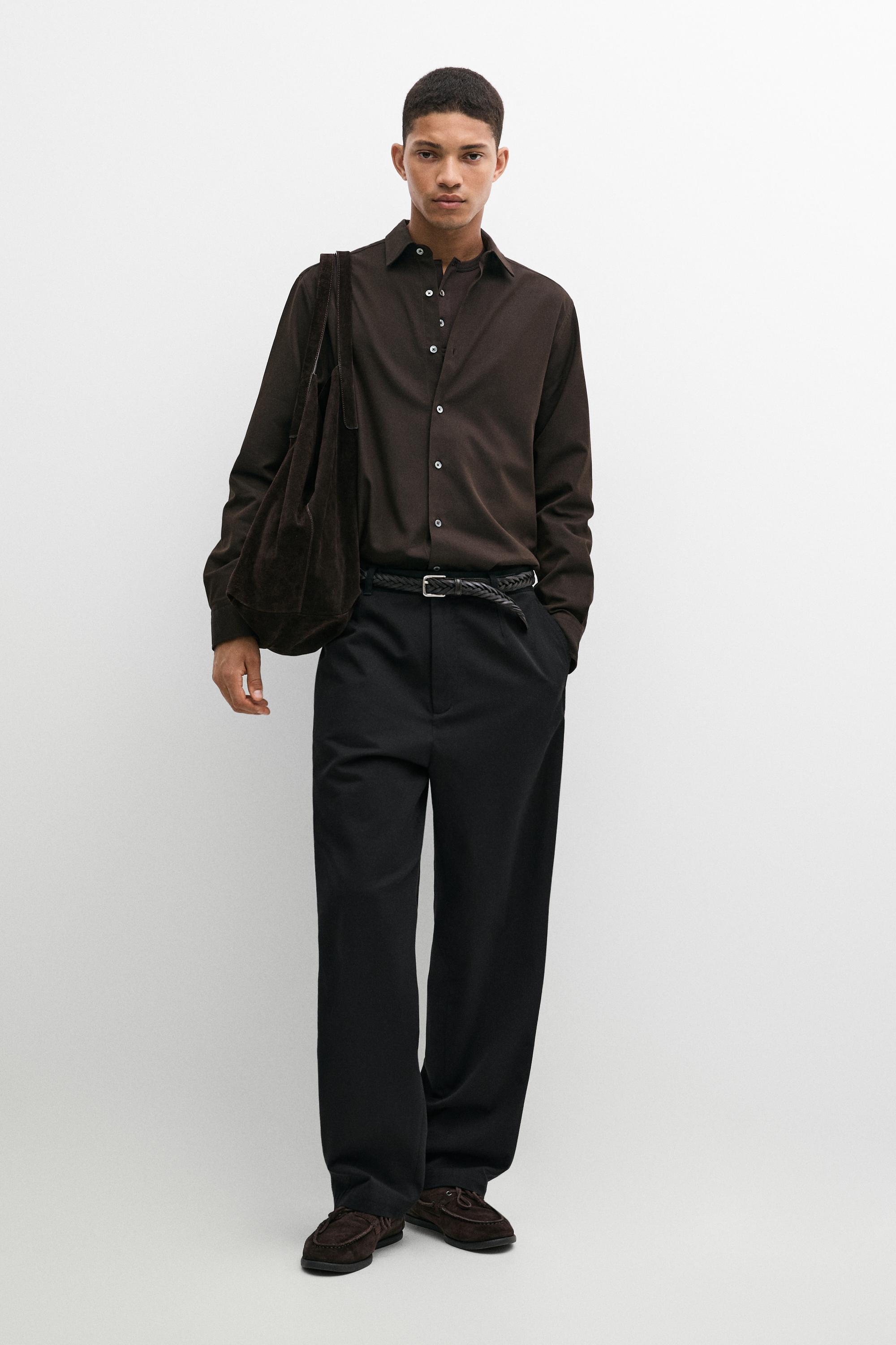 100% Cotton Twill Regular Fit Shirt — Chocolate