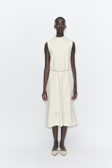 MIDI DRESS WITH BELT - Ecru by Zara - Image 0
