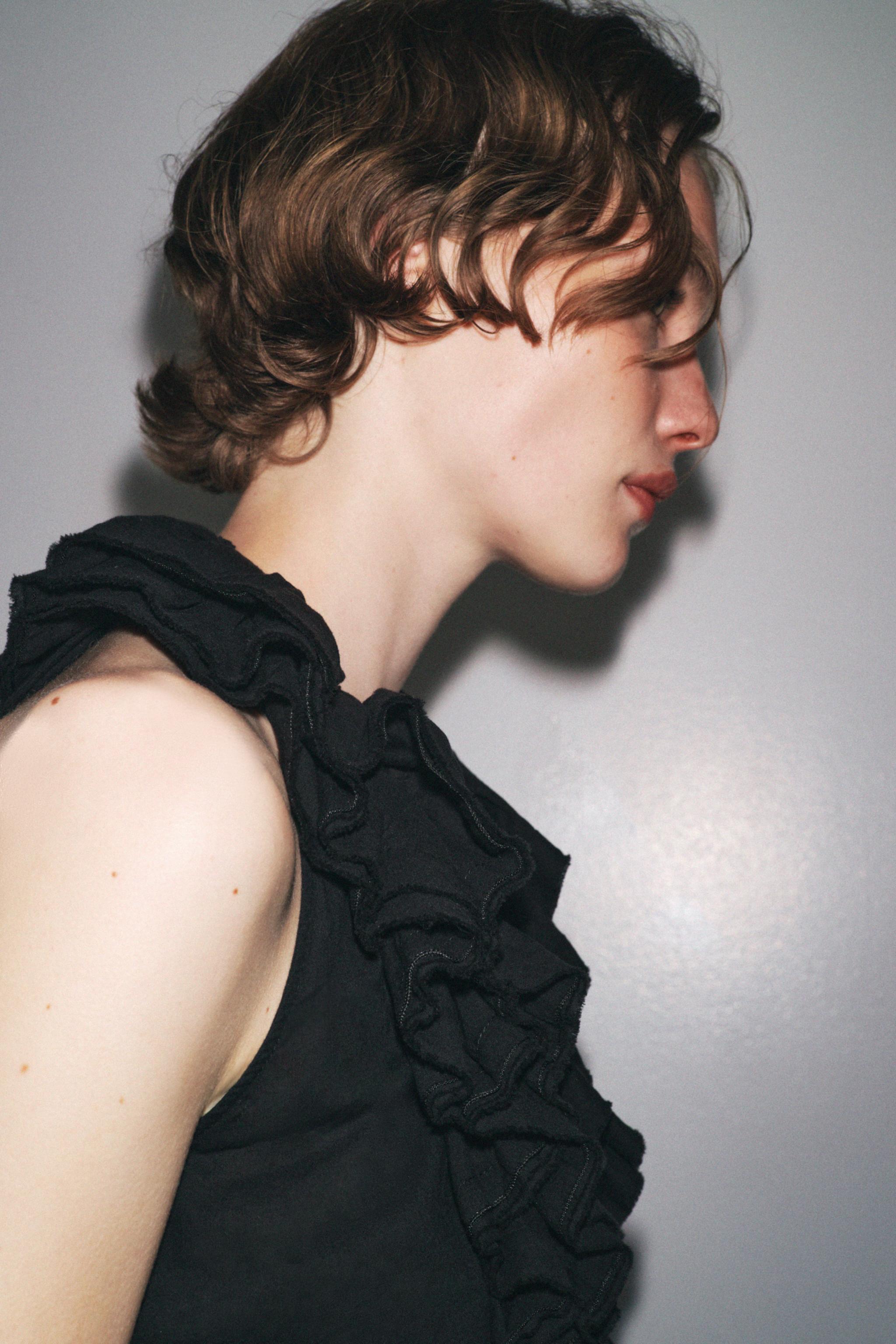 トップス theredthread S dot flow frill tops black TOPS – THEREDTHREAD