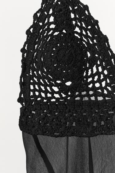 TOP COMBINÉ CROCHET - Noir de Zara - Image 6