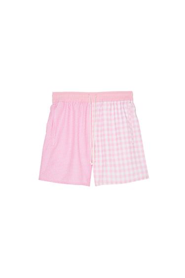 MAILLOT DE BAIN MI-LONG À CARREAUX - Rose / Blanc de Zara