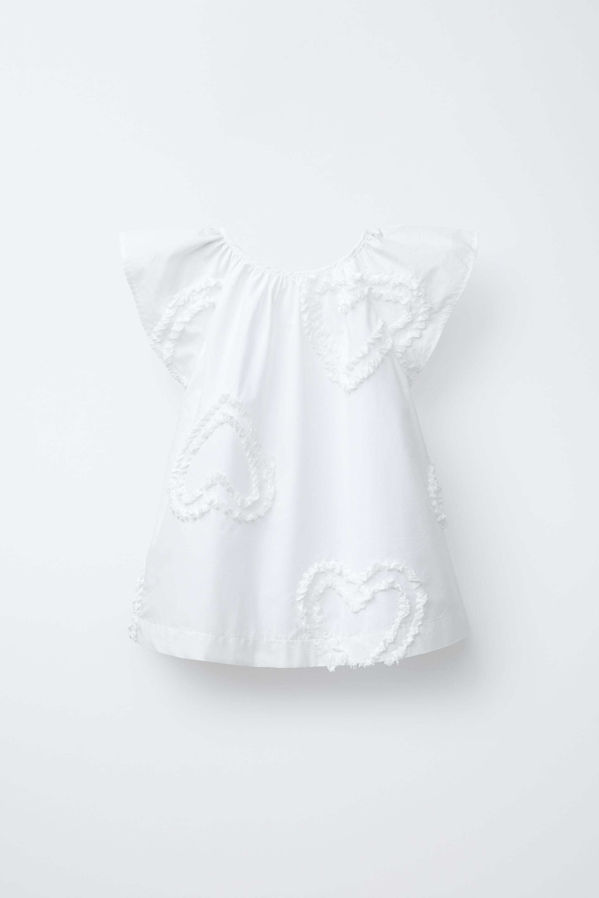 ハート刺繍ワンピース - ホワイト | ZARA Japan / 日本