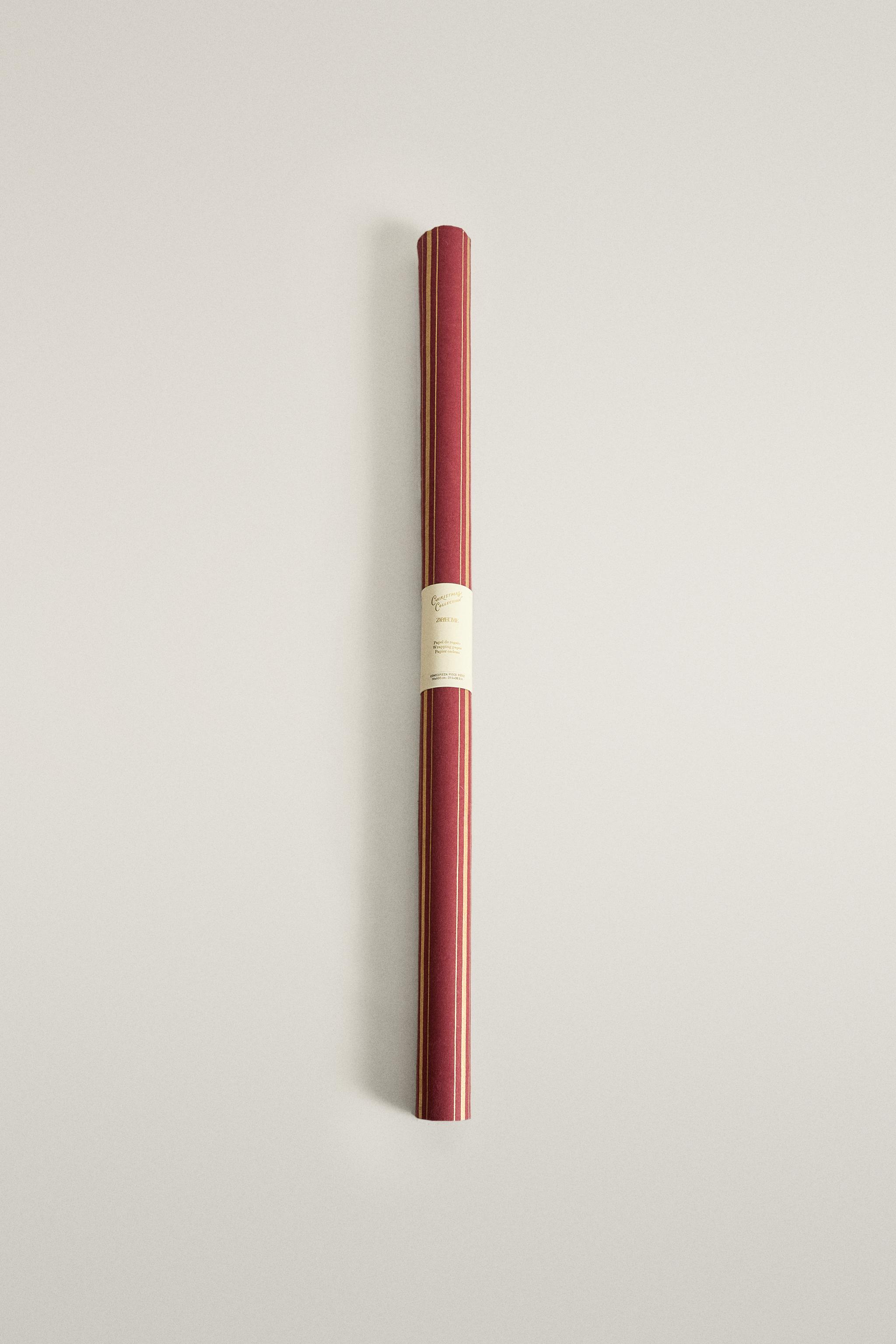 PAPIER CADEAU RAYURES DORÉES NOËL