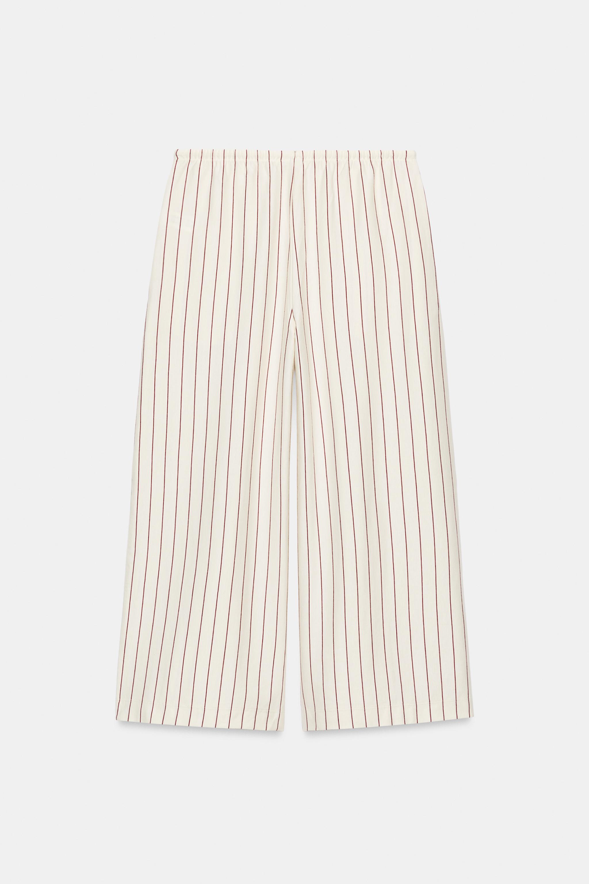 Zara Çizgili Geniş Paça Pantolon görsel 7
