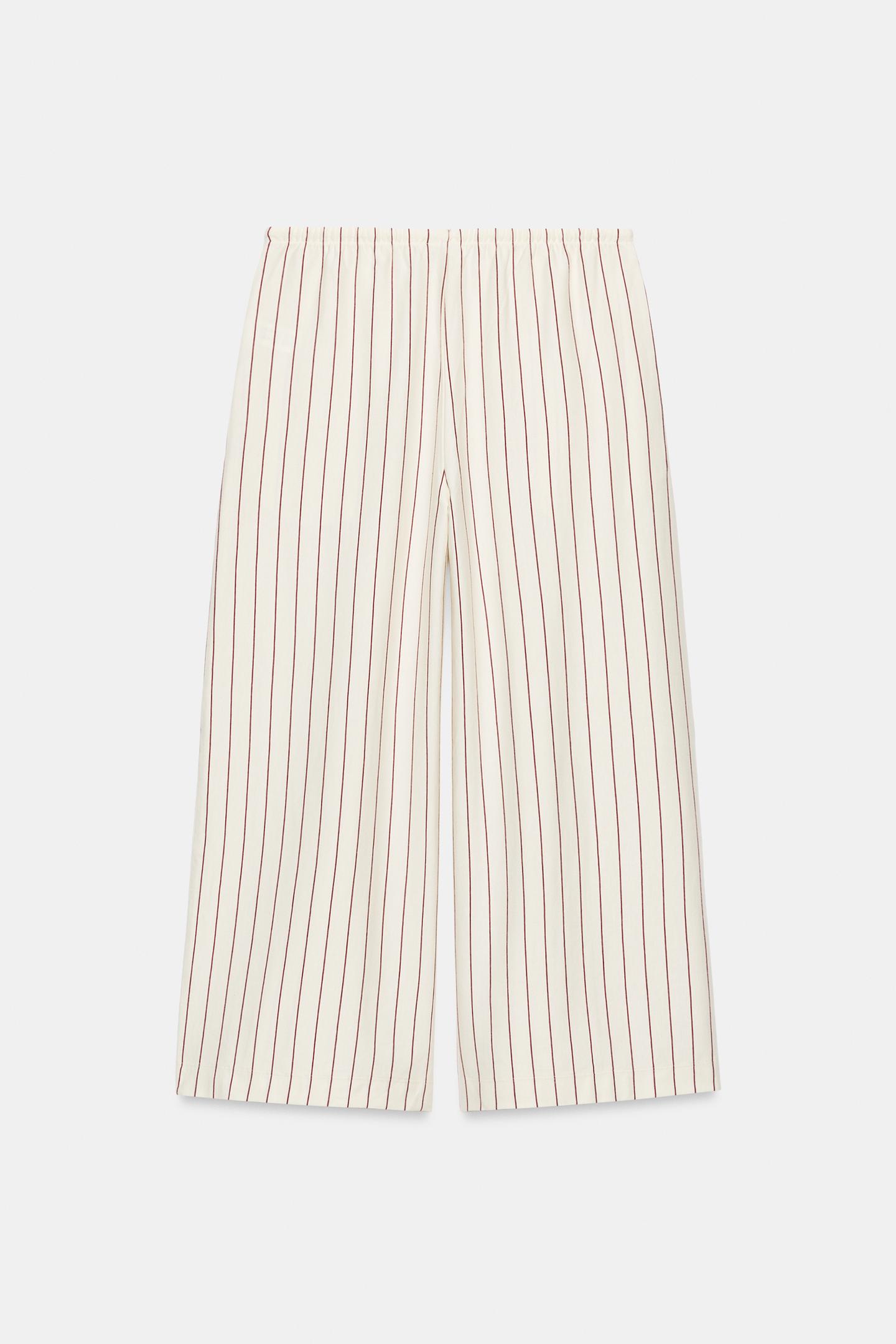 Брюки Zara Striped Wide Leg, цвет: Красный полосатый — фото 7