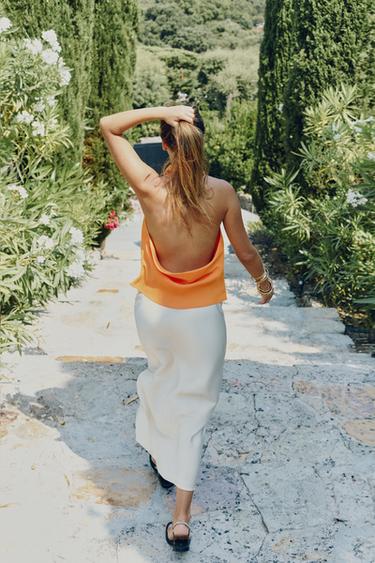 SATIN HALTER TOP - Orange by Zara - Image 2