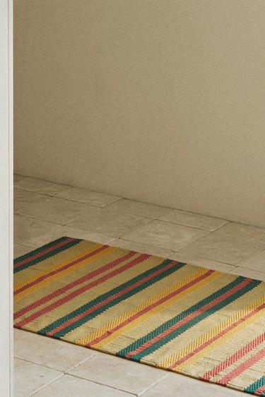 TAPETE ÀS RISCAS - Verde-água da Zara