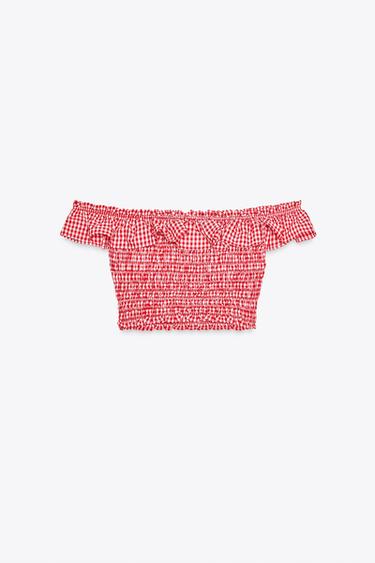 TOP À CARREAUX VICHY - Blanc / Rouge de Zara - Image 5