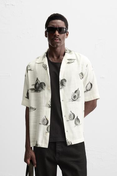 CAMISA COM ESTAMPADO DE FRUTA - Preto / Branco da Zara