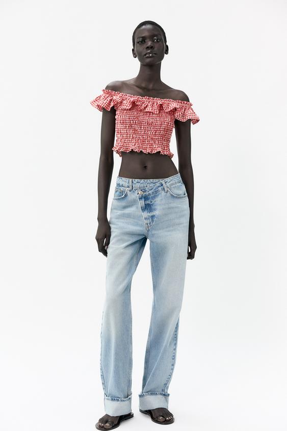 TOP À CARREAUX VICHY - Blanc / Rouge de Zara - Image 0