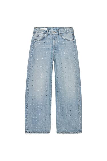 TRF MID-WAIST BAGGY SHINY JEANS - Light blue by Zara