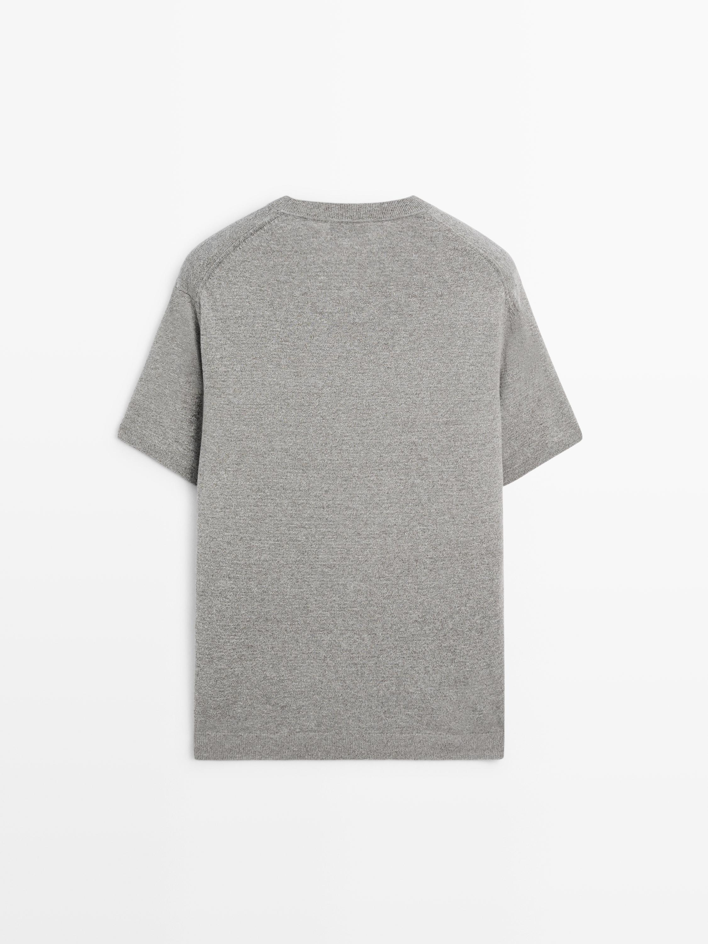 Short sleeve melange knit T-shirt