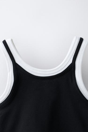 TOP DOUBLE CONTRASTE - Noir de Zara - Image 3