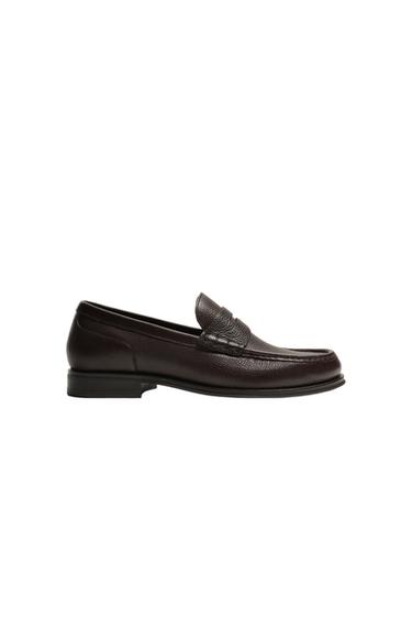 LEATHER PENNY LOAFERS - Brown by Zara