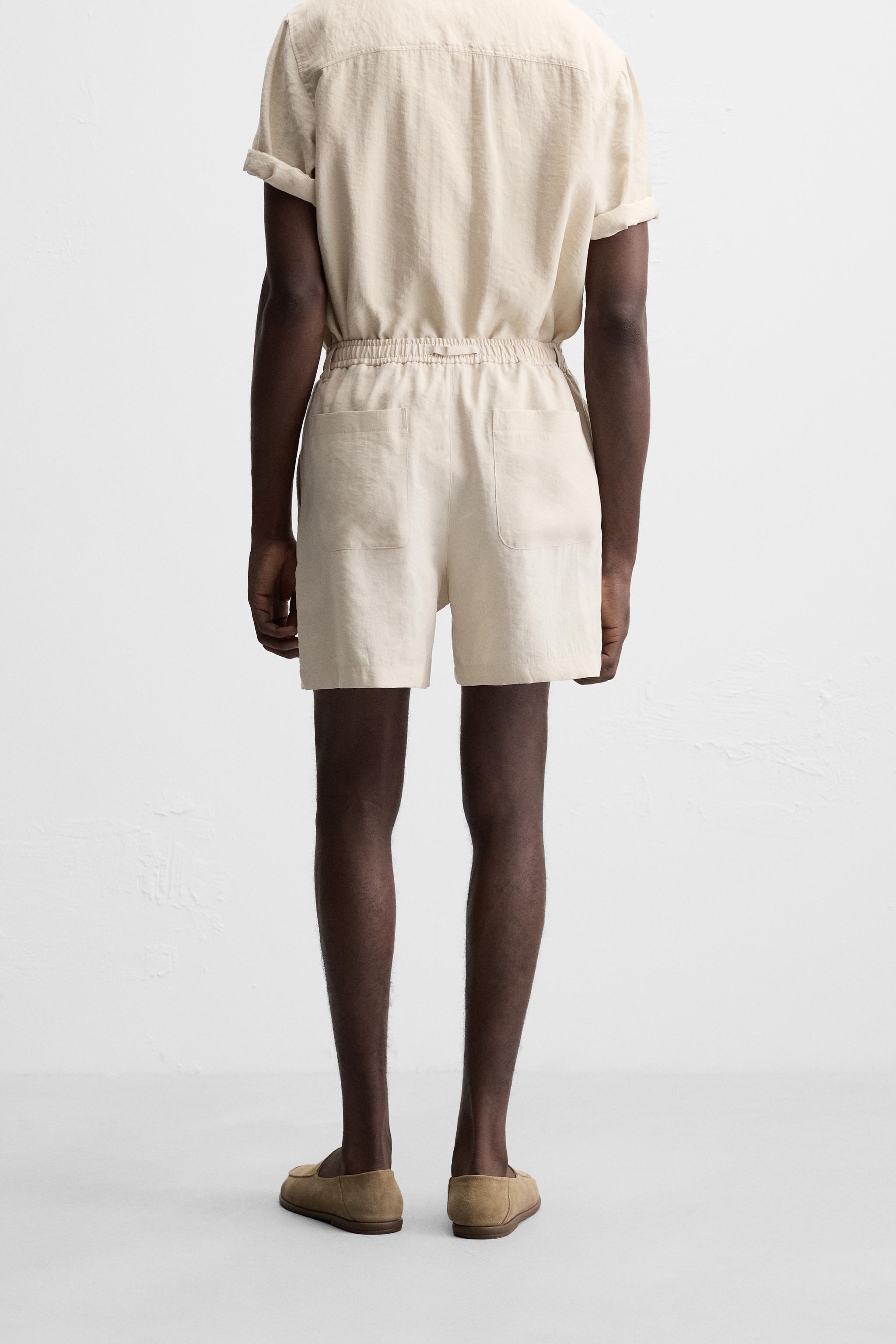ZARA フロッキー加工バミューダパンツ テクニカル バンド バミューダパンツ - グリーン | ZARA Japan