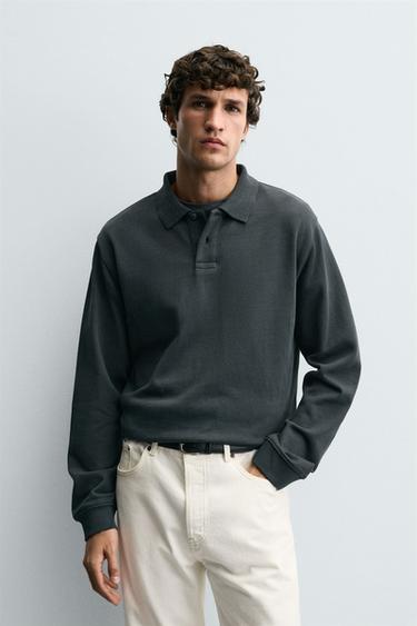 POLO STRUCTURÉ BASIQUE - Vert / Bleu de Zara - Image 1
