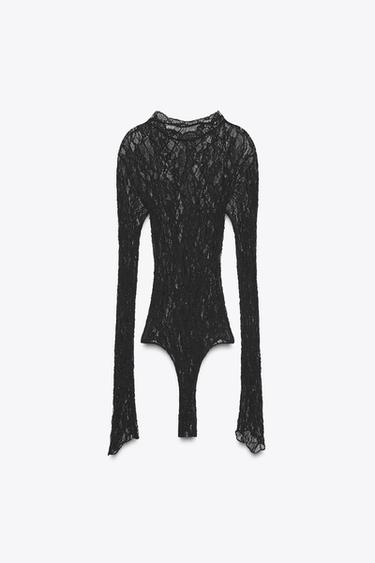 LACE BODYSUIT - Black by Zara - Image 7