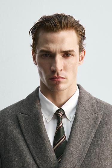 100% SILK STRIPED LIMITED EDITION TIE - Green by Zara - Image 0